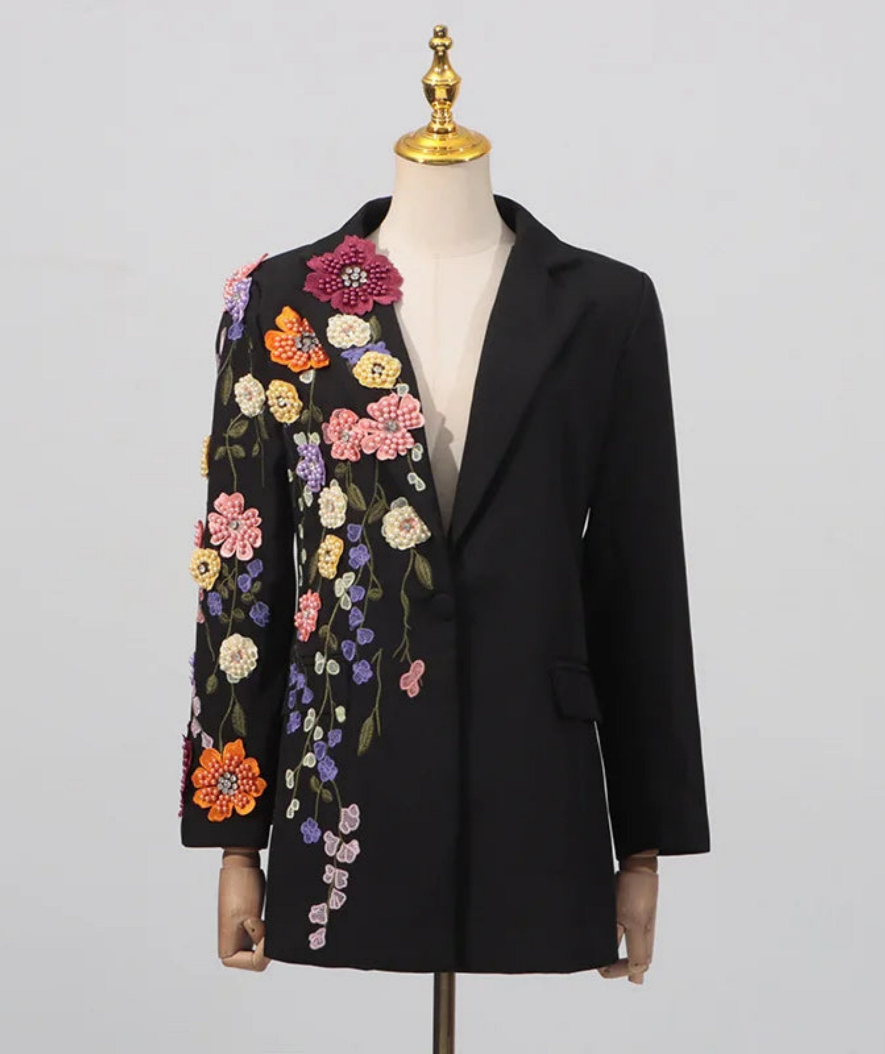 HEYFANCYSTYLE Ladies Elegant Bloom Embellished Evening Formal Blazer