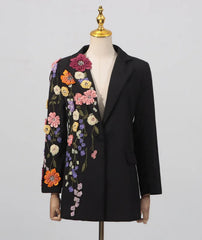 HEYFANCYSTYLE Ladies Elegant Bloom Embellished Evening Formal Blazer