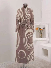 HEYFANCYSTYLE Ladies' Luxury Japanese Plissé Geometric Long Wrap Coat