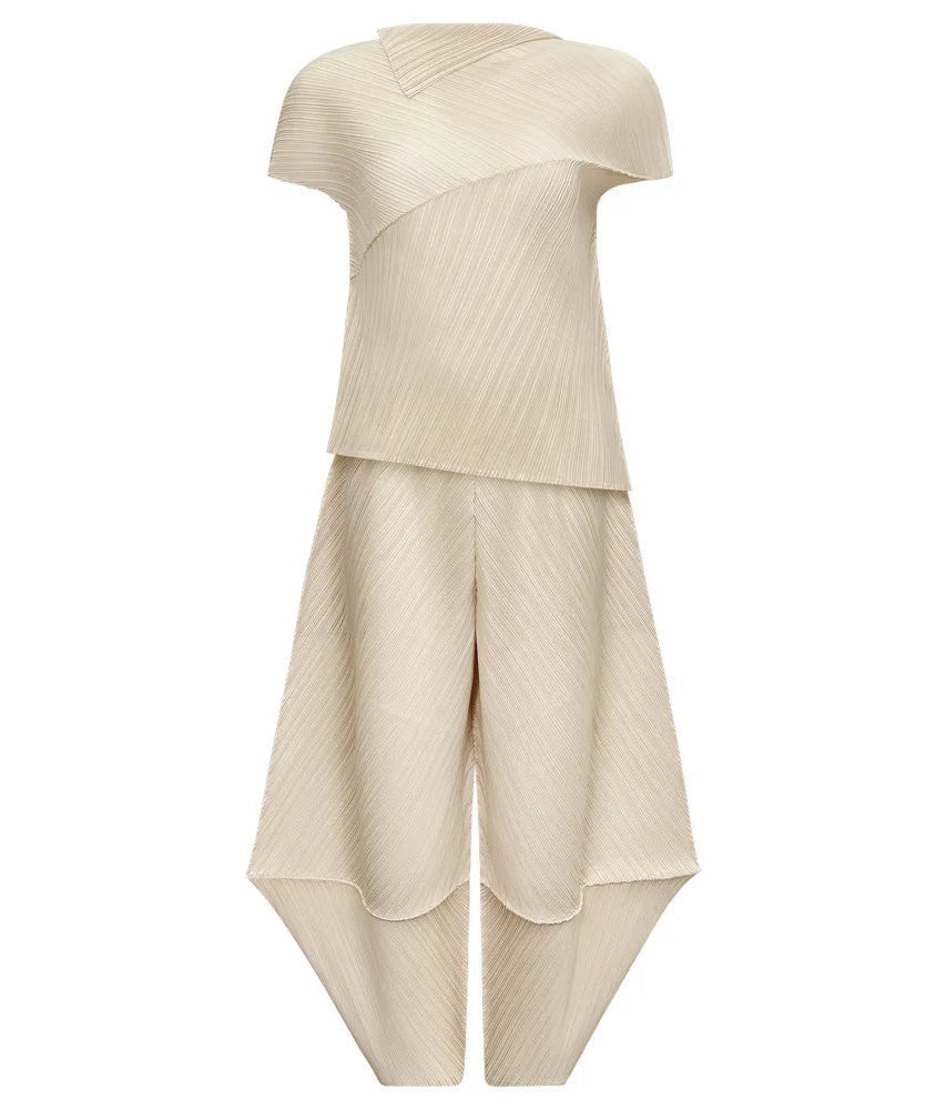 HEYFANCYSTYLE Luxury Japanese Pleated Pant Set Wrinkle Resistant