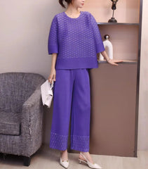 HEYFANCYSTYLE Luxury Japanese Pleats Cruise Formal Night Pant Set