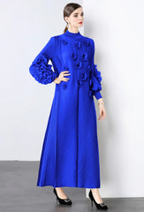 HEYFANCYSTYLE Luxury Japanese Pleats Formal Cruise Maxi Dress