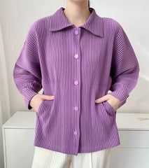 HEYFANCYSTYLE Luxury Japanese Pleats Plisse Jacket for Older Women