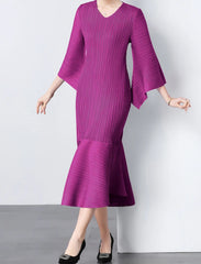 HEYFANCYSTYLE Luxury Japanese Pleats for Cruise Formal Dress