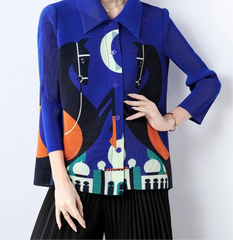 HEYFANCYSTYLE Luxury Japanese Pleats for Cruise Vacation Blouse