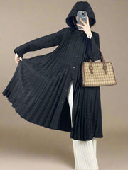 HEYFANCYSTYLE Luxury Japanese Plisse Pleats Hooded Coat for Women
