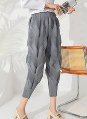 HEYFANCYSTYLE Luxury Japanese Unique Pleats Cropped Pants - Cruise Wear Women's