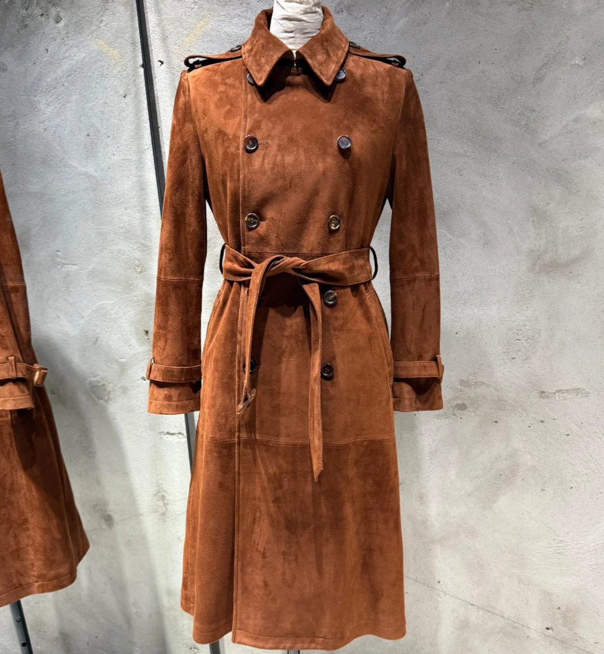 HEYFANCYSTYLE Luxury Lambskin Suede Trench Coat with Belt Women's
