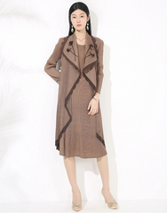 HEYFANCYSTYLE Luxury Pleated Plisse Older Women Collar Dress