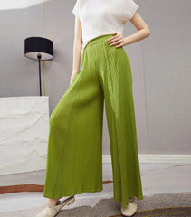 HEYFANCYSTYLE Luxury Plissé Wide Leg Trousers - Lightweight Pleated