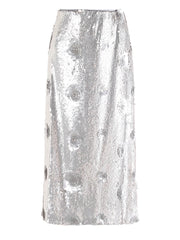 HEYFANCYSTYLE Luxury Sequin Midi Skirt - Patterned Embellishment