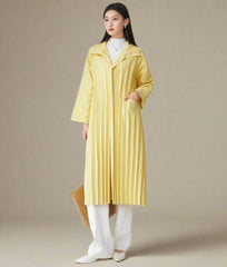 HEYFANCYSTYLE Luxury Women's Japanese Plissé Pleat Duster Coat