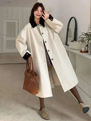 HEYFANCYSTYLE Luxury Women's Longline Trench Coat - Elegant Spring/Autumn Windbreaker