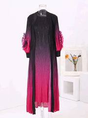HEYFANCYSTYLE Luxury Women's Pleated Sleeveless Dress & Coat Ensemble