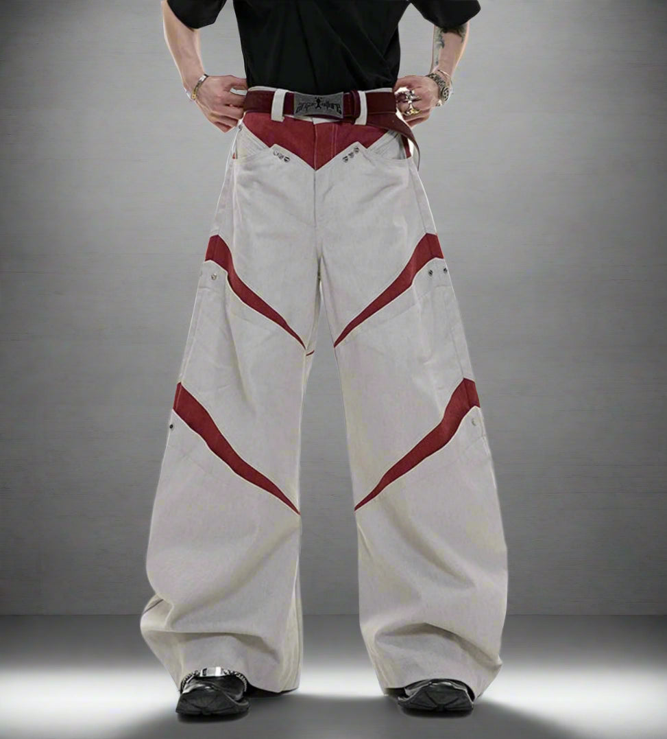 HEYFANCYSTYLE Men's Baggy Pants Luxury Streetwear Statement Trousers