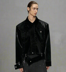 HEYFANCYSTYLE Men's Luxury Crocodile Embossed Vegan Leather Jacket - Designer Style