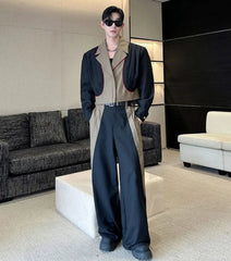 HEYFANCYSTYLE Men's Luxury Relaxed Fit Two-Piece Suit Set - Designer Wide Leg Pants