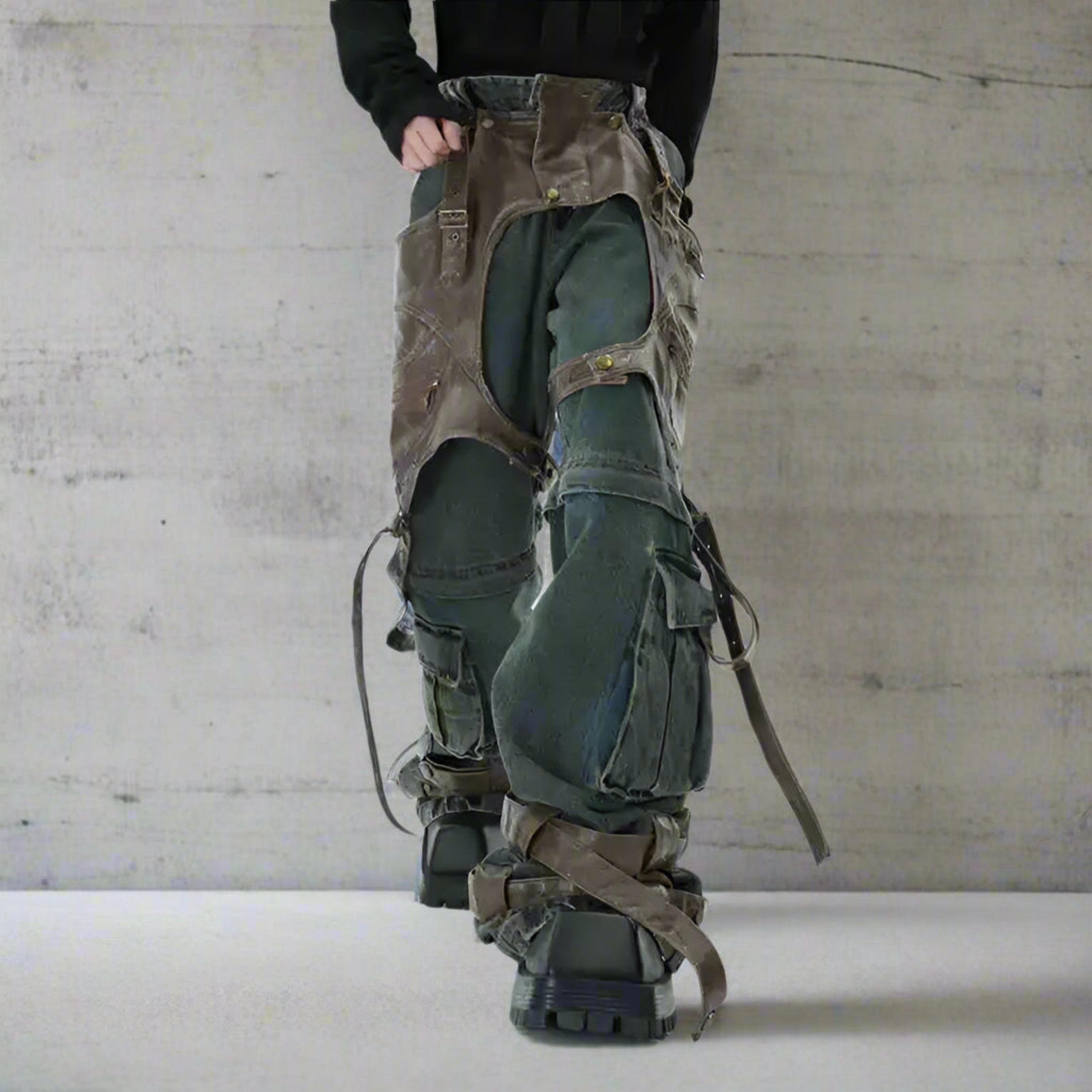 HEYFANCYSTYLE Men's Luxury Vegan Leather Streetwear Jeans