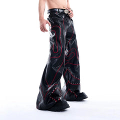 HEYFANCYSTYLE Men's Ultra Baggy Faux Leather Pants | Luxury Streetwear