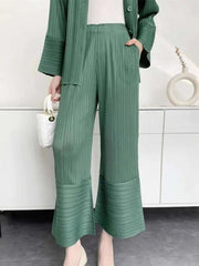 HEYFANCYSTYLE Premium Japanese Pleat Pant | Elegant Plissé Pocket Wide Leg