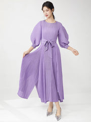 HEYFANCYSTYLE Upscale Japanese Pleated Dress - Elegant Women's Stretch Fit