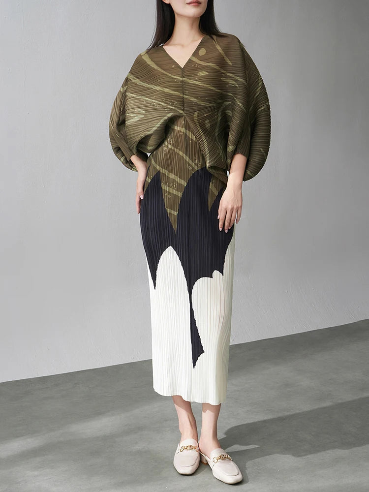 HEYFANCYSTYLE Women's Accordion Dress, Graphic, Artistic, Pleated Dress