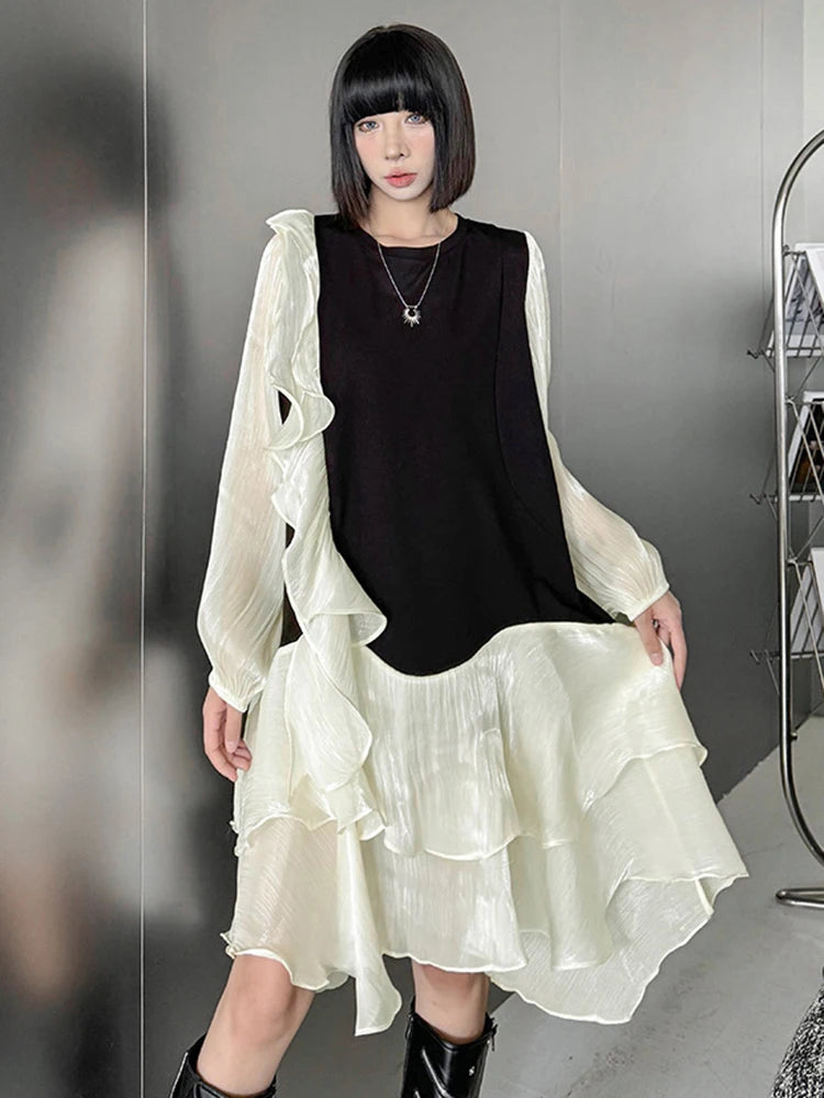 HEYFANCYSTYLE Women's Avant Garde Casual Luxury Ruffle Dress