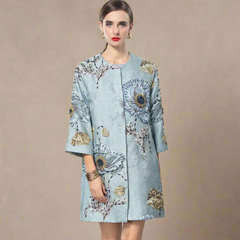 HEYFANCYSTYLE Women's Beaded Brocade Elegant Floral Coat