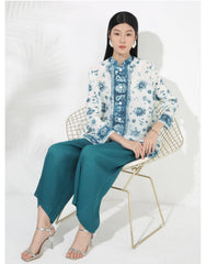 HEYFANCYSTYLE Women's Crepe Tailored Fit Palazzo Pant Set with Pleated Detail