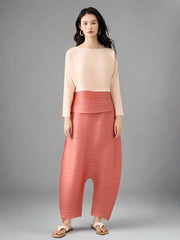 HEYFANCYSTYLE Women's Designer Japanese Plissé Harem Pant Set Unique Luxury