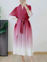 HEYFANCYSTYLE Women's Designer Japanese Plissé Long Coat