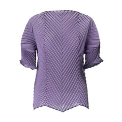 HEYFANCYSTYLE Women's Designer Japanese Plissé Pleated 3/4 Sleeve Top