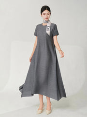 HEYFANCYSTYLE Women's Elegant Plissé Japanese Pleated Midi Dress