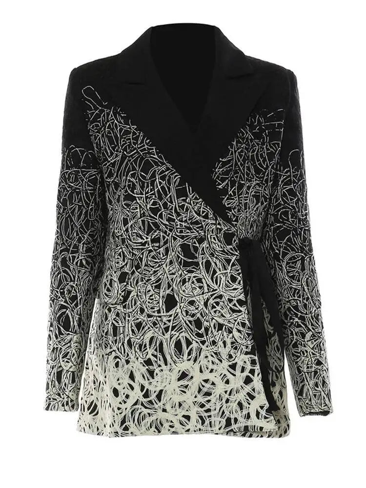 HEYFANCYSTYLE Women's Elegant Swirl Designer Women's Blazer Jacket