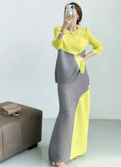HEYFANCYSTYLE Women's Exclusive Plissé Japanese Skirt Set Petite
