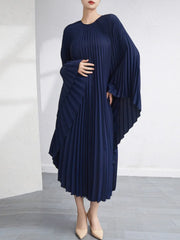 HEYFANCYSTYLE Women's Flowy Kaftan Japanese Pleated Midi Dress Elegant