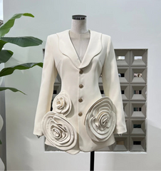 HEYFANCYSTYLE Women's Formal Floral 3D Rose Tailored Blazer Jacket