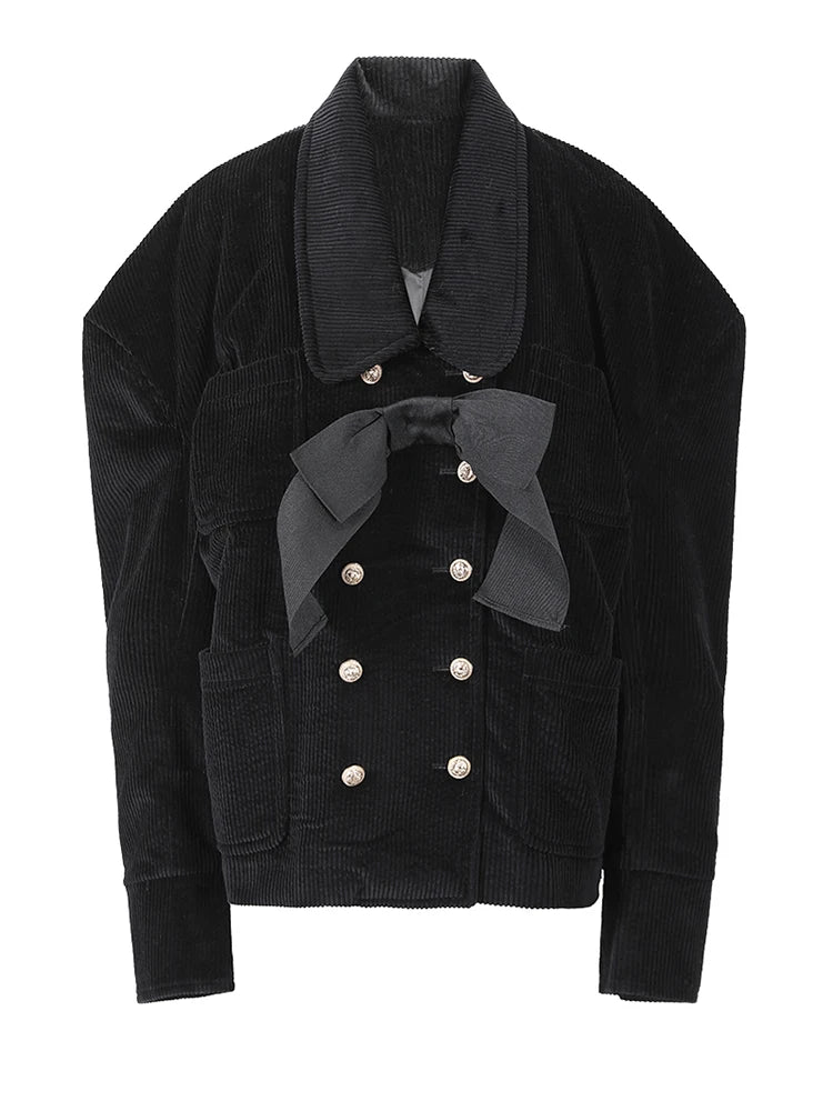 HEYFANCYSTYLE Women's Luxury Corduroy Bow Jacket