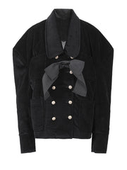 HEYFANCYSTYLE Women's Luxury Corduroy Bow Jacket
