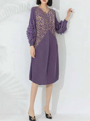 HEYFANCYSTYLE Women's Luxury Japanese Plissé Pleated Detail Dress