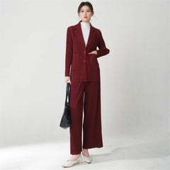HEYFANCYSTYLE Women's Luxury Pleated Suit: Japanese Plissé Blazer &amp; Trousers