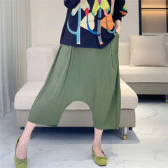 HEYFANCYSTYLE Women's Plissé Japanese Draped Harem Pants