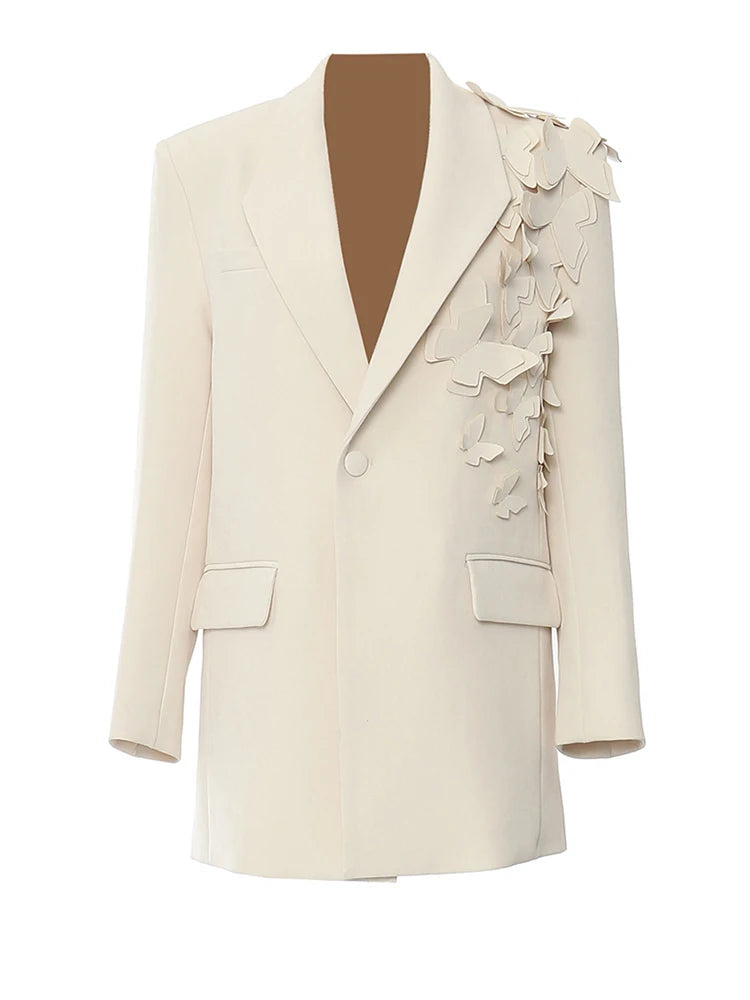 HEYFANCYSTYLE Women's Premium Cream Minimalist Blazer