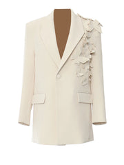 HEYFANCYSTYLE Women's Premium Cream Minimalist Blazer