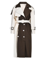 HEYFANCYSTYLE Women's Sculpted Fit Colorblock Trench Coat for Travel