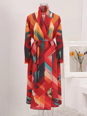 HEYFANCYSTYLE Women's Tailored Geometric Pleated Coat