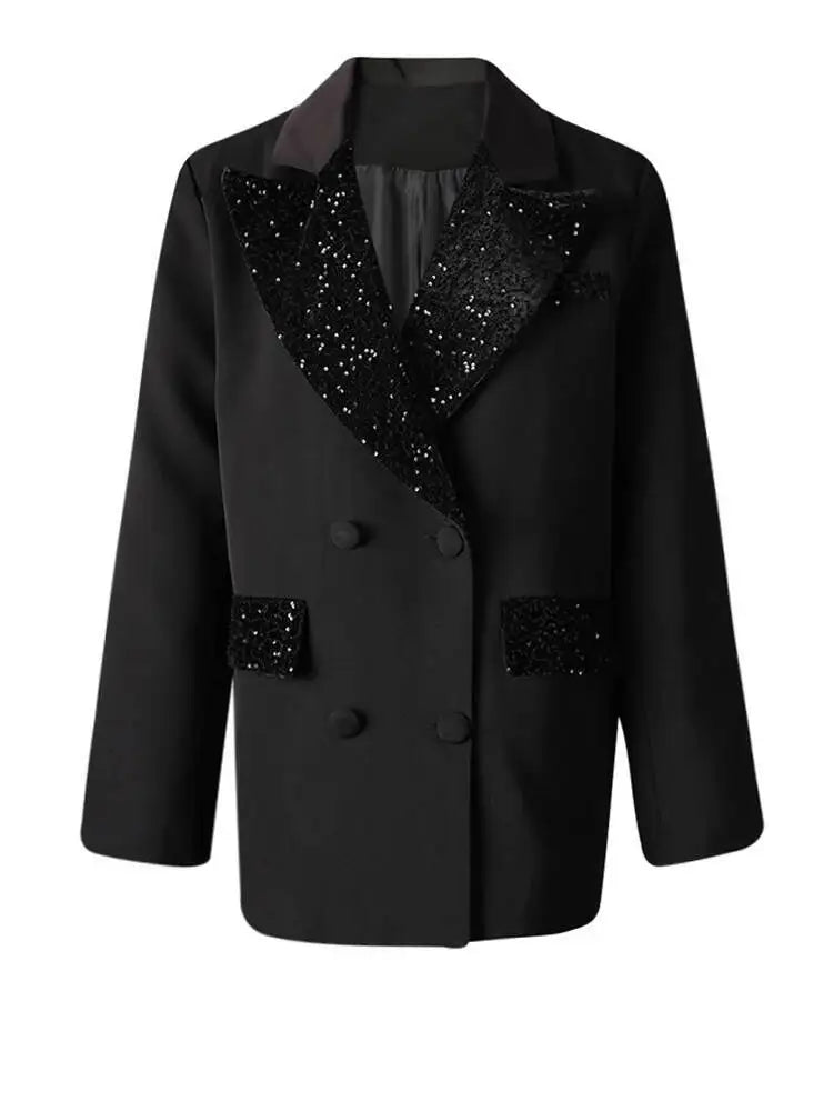 HEYFANCYSTYLE Women's Velvet Sequin Boyfriend Blazer - Designer Sparkle Detail