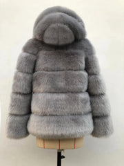 Women's Cozy Luxury Faux Fur Hooded Jacket