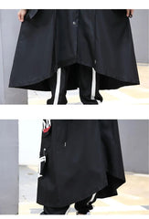 HEYFANCYSTYLE Trendy Black Hooded Trench Jacket