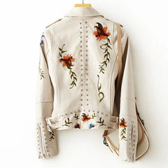 Alexandra Floral Embroidered Soft Leather Jacket